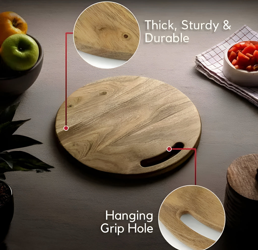 Premium Wooden Chopping Board – Thick, Durable & Knife-Friendly